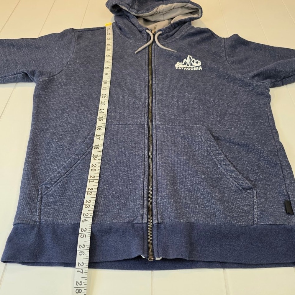 Patagonia Men's M French Terry Hoody Blue Full Zip Mountain Logo 1973 Graphic - Picture 11 of 11
